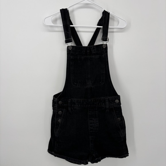 Madewell Pants - Madewell Denim Short Overalls Black Wash Raw Hem Women's Size XS